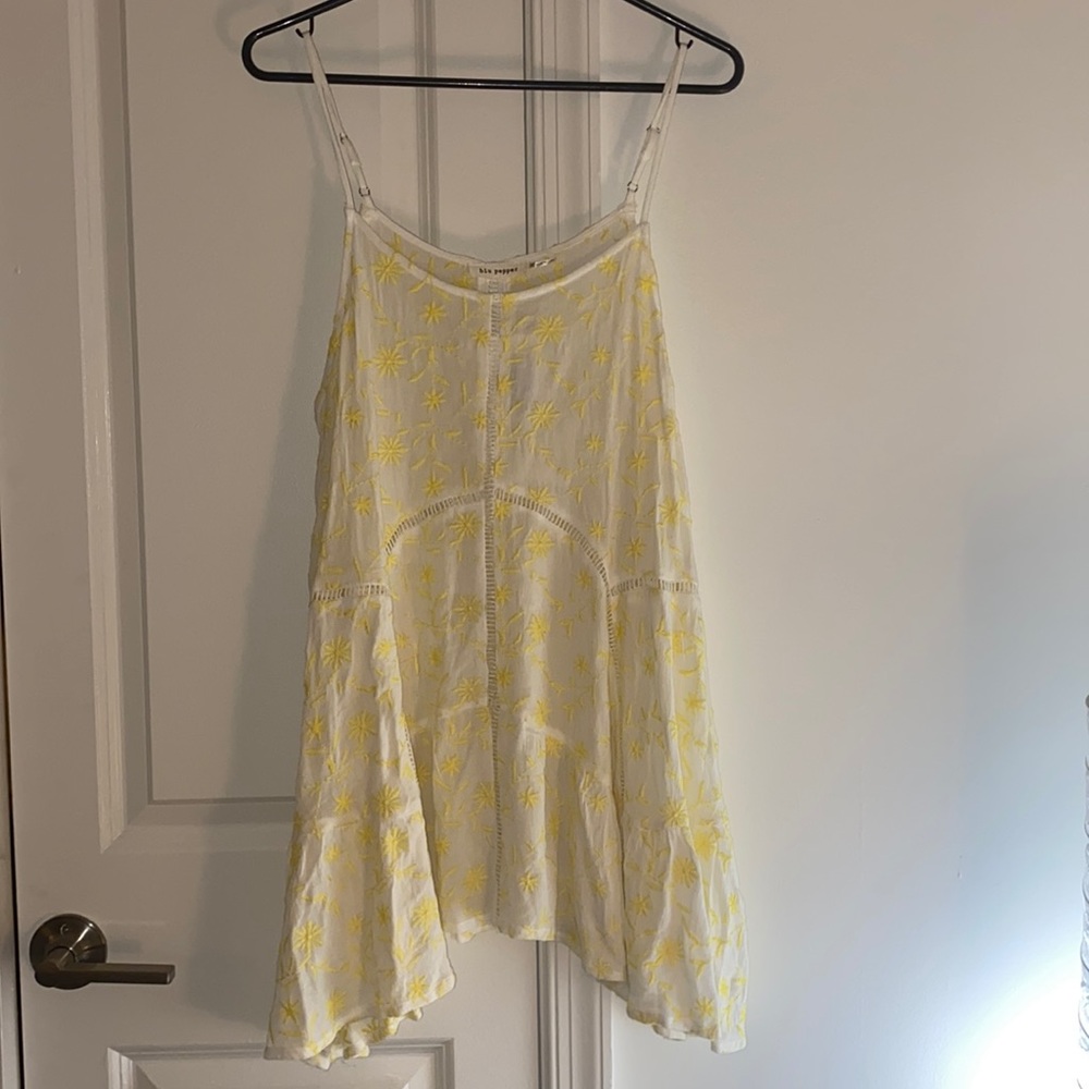 Spaghetti strap yellow sun dress